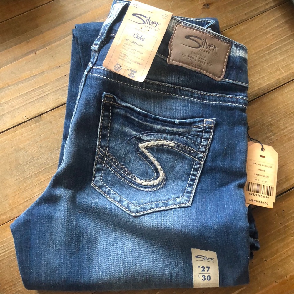Silver Jeans Suki Straight Jean. Size 27
